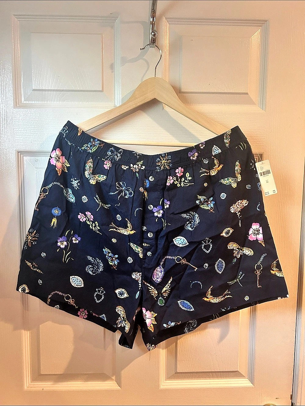 Lyrband Printed High Waist Shorts Blue & Multicolor XL NWT